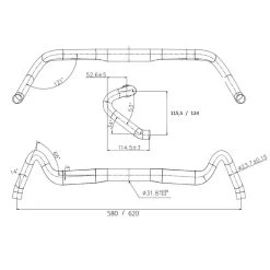 Riverside Cintre Bikepacking / Gravel 31,8mm Reach 52,6mm Flare 24° Sweep 4° -Fishing Shop cintre bikepacking gravel 318mm reach 526mm flare 24 sweep 4 6