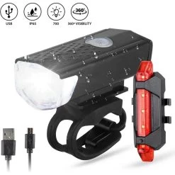 Kit D'éclairage LED Pour Vélo - Feu Avant Et Feu Arrière - 300 & 20 Lumens -Fishing Shop kit declairage led pour velo feu avant et feu arriere 300 and 20 lumens 2